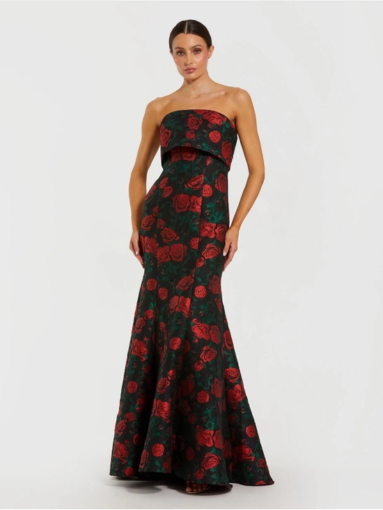 Mac Duggal Dresses & Skirts - Mac Duggal 27679 Black Strapless Floral Brocade Mermaid Gown Size 6 NWT